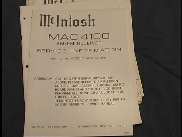 MAC 4100 Receiver Service Manual Addendum for Serial No BY1001 to BY3001
